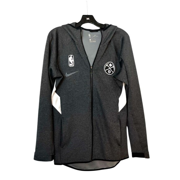 Nike Mens Dri-Fit Showtime Hoodie NBA Denver Nuggets Gray WarmUp Size Small READ - Picture 1 of 6
